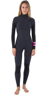 2026 Hurley Womens Plus 3/2mm Chest Zip Wetsuit WFS0012302 - Black / Graphite